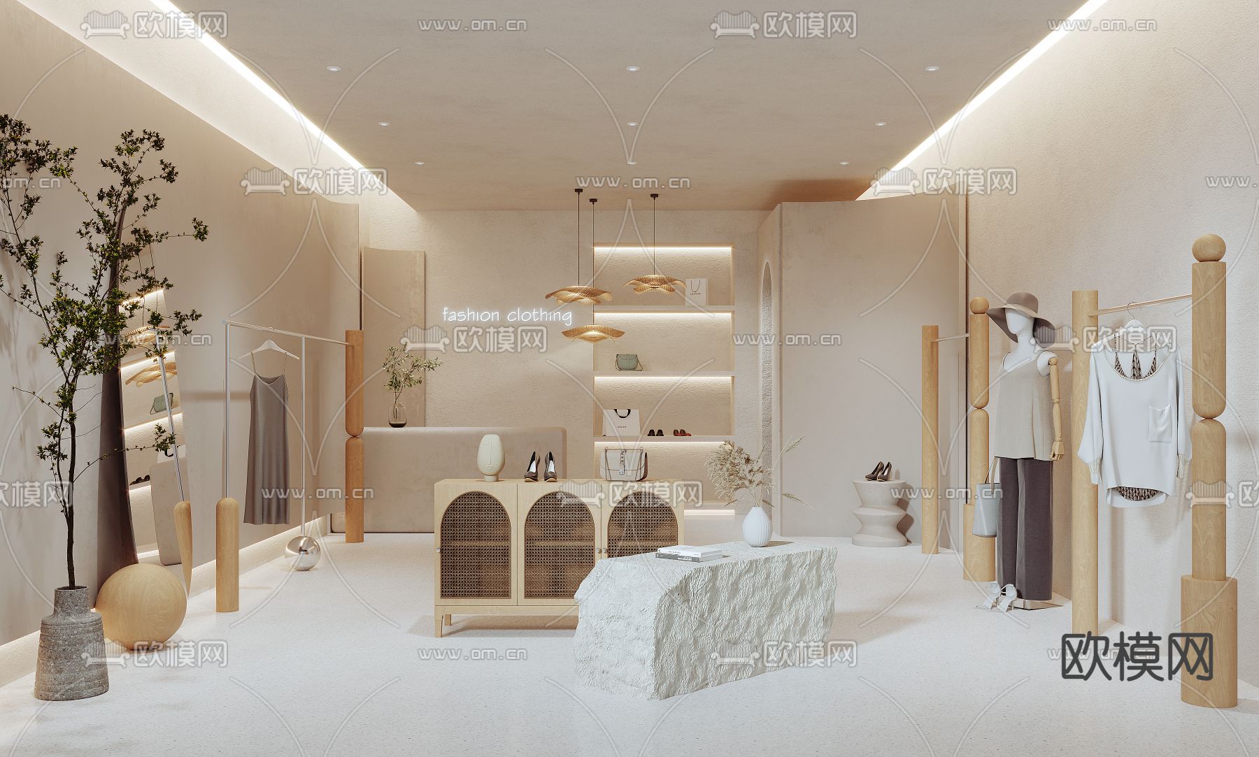 侘寂服装店su模型下载（渲染图1）