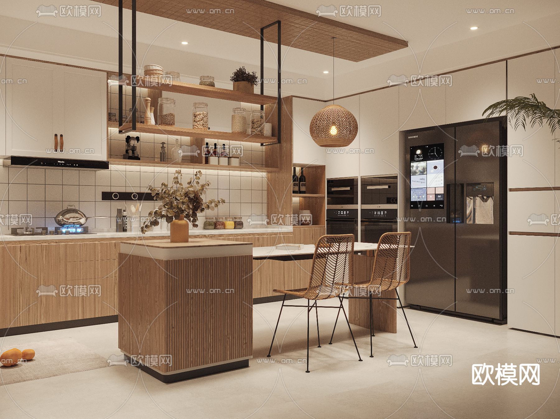 北欧厨房3d模型下载（渲染图2）