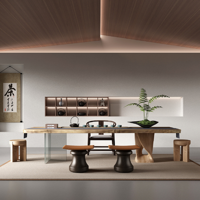 新中式茶室su模型