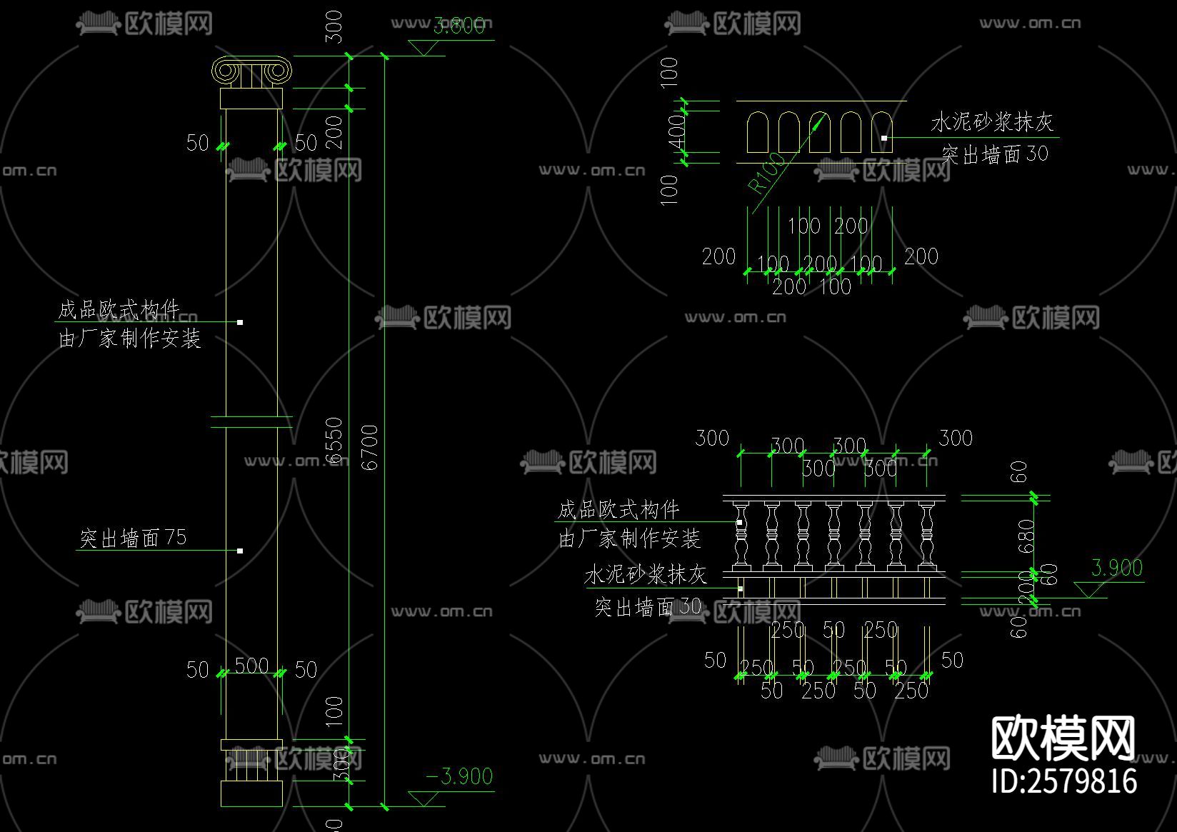 欧式基都教会CAD施工图下载（渲染图2）