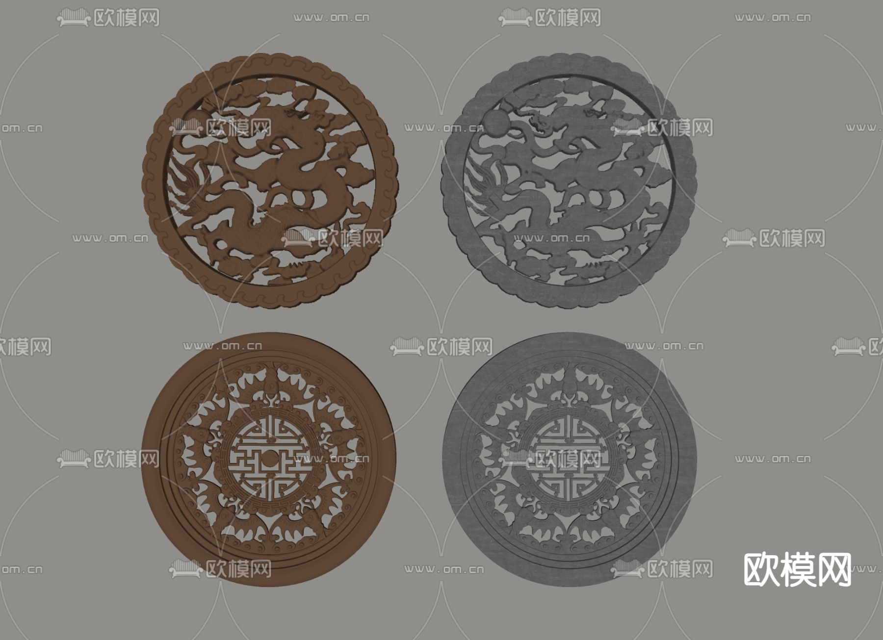 中式浮雕 雕花su模型下载（渲染图2）