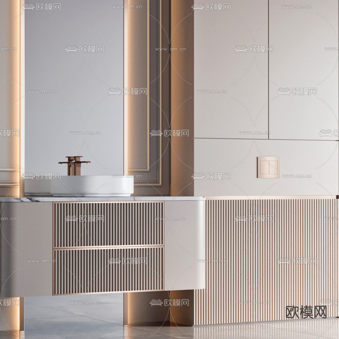 轻奢浴室柜 洗手台3d模型下载（渲染图3）