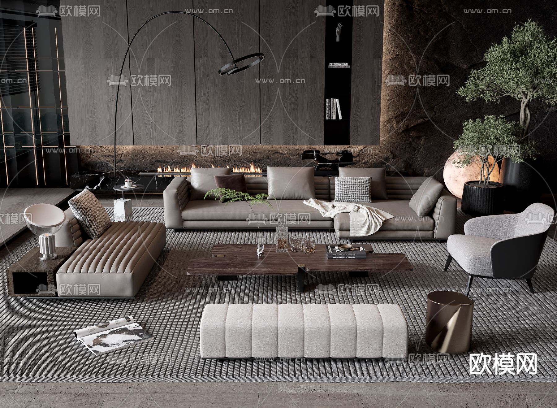 Minotti 组合沙发su模型下载（渲染图1）