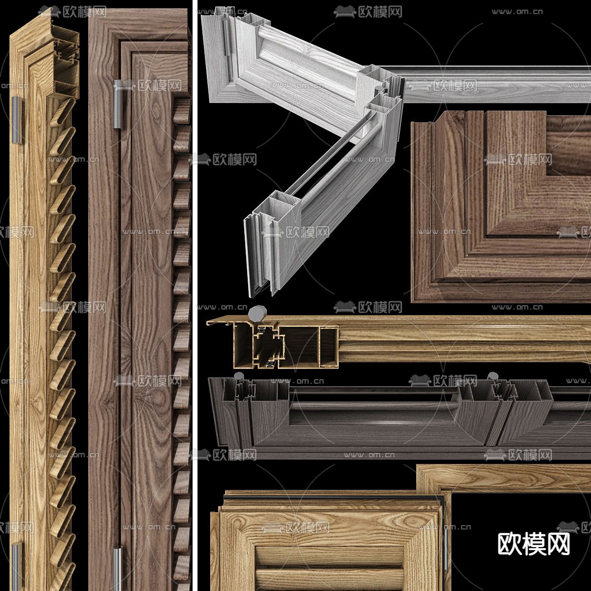 北欧窗户 木窗 双开门窗户3d模型下载（渲染图3）