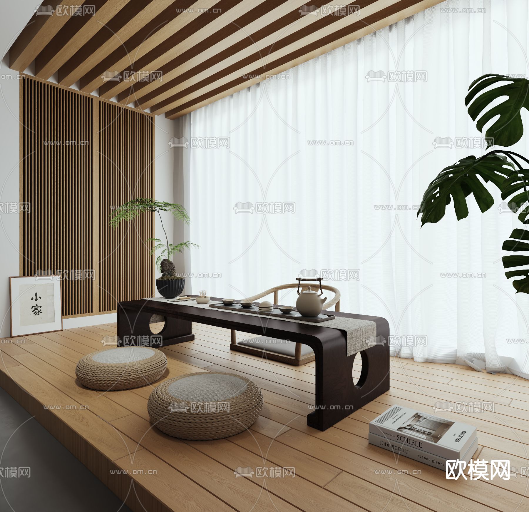 新中式茶室su模型