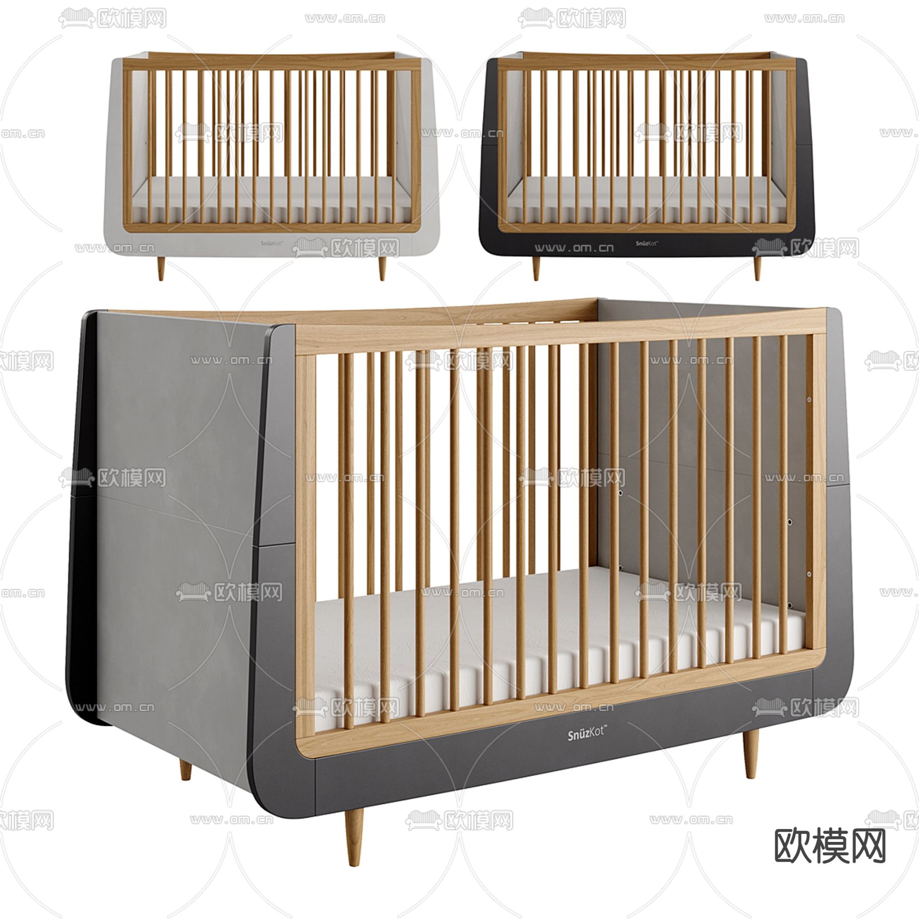 现代婴儿床su模型下载（渲染图1）