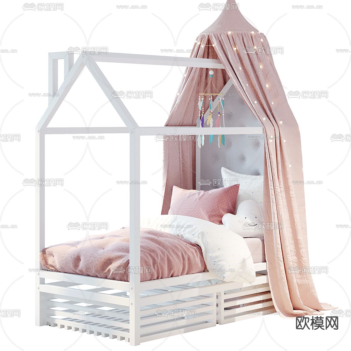 北欧儿童床 女孩床3d模型下载