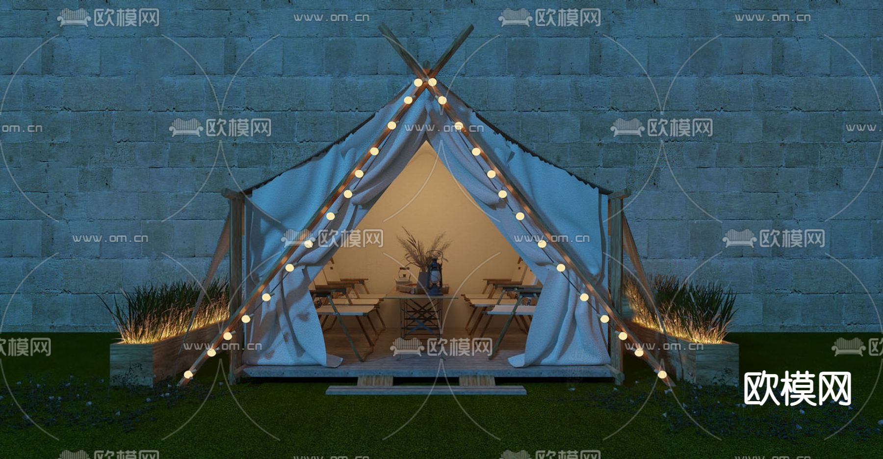 帐篷 露营地 蒙古包su模型下载（渲染图1）