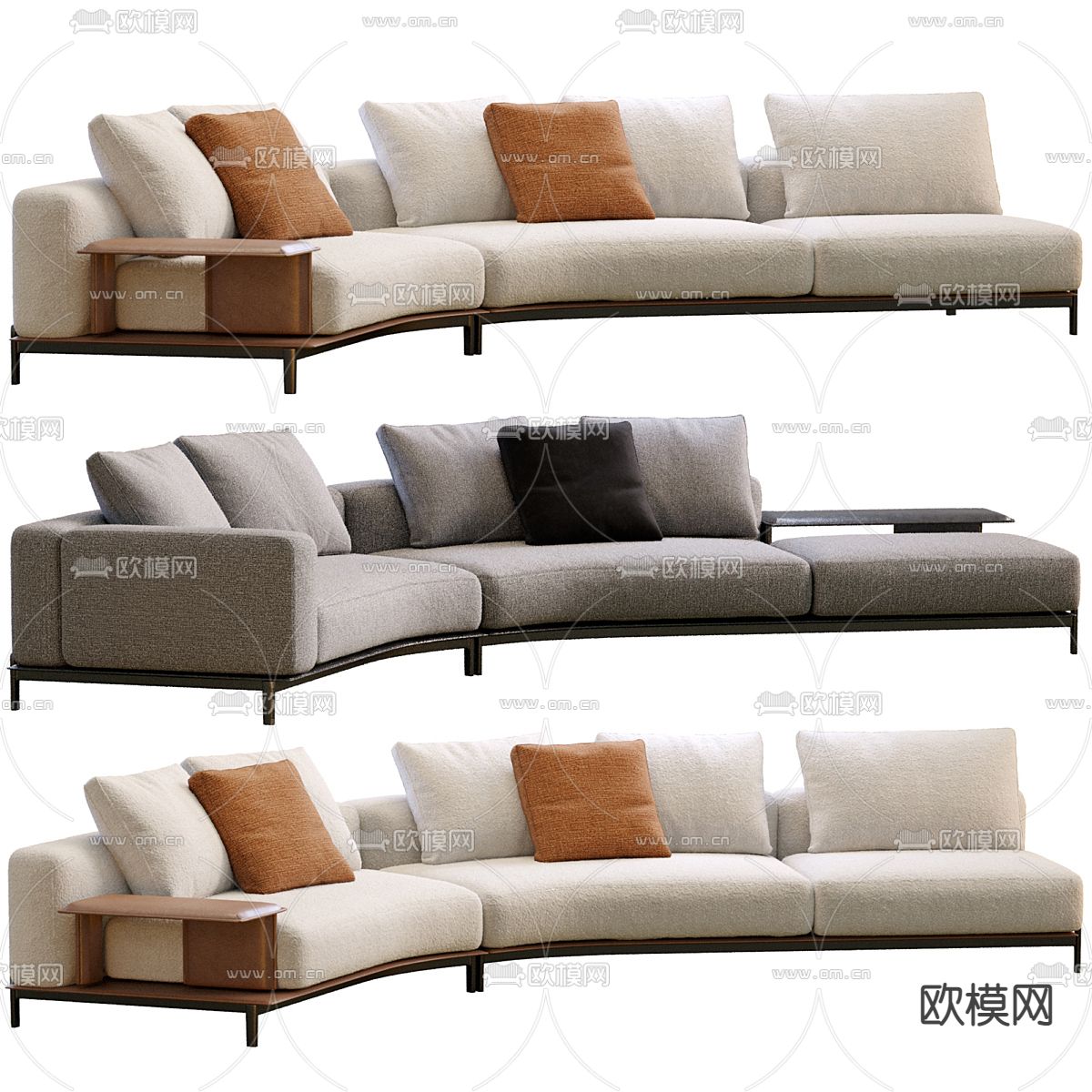 Poliform 弧形沙发 多人沙发3d模型下载（渲染图1）