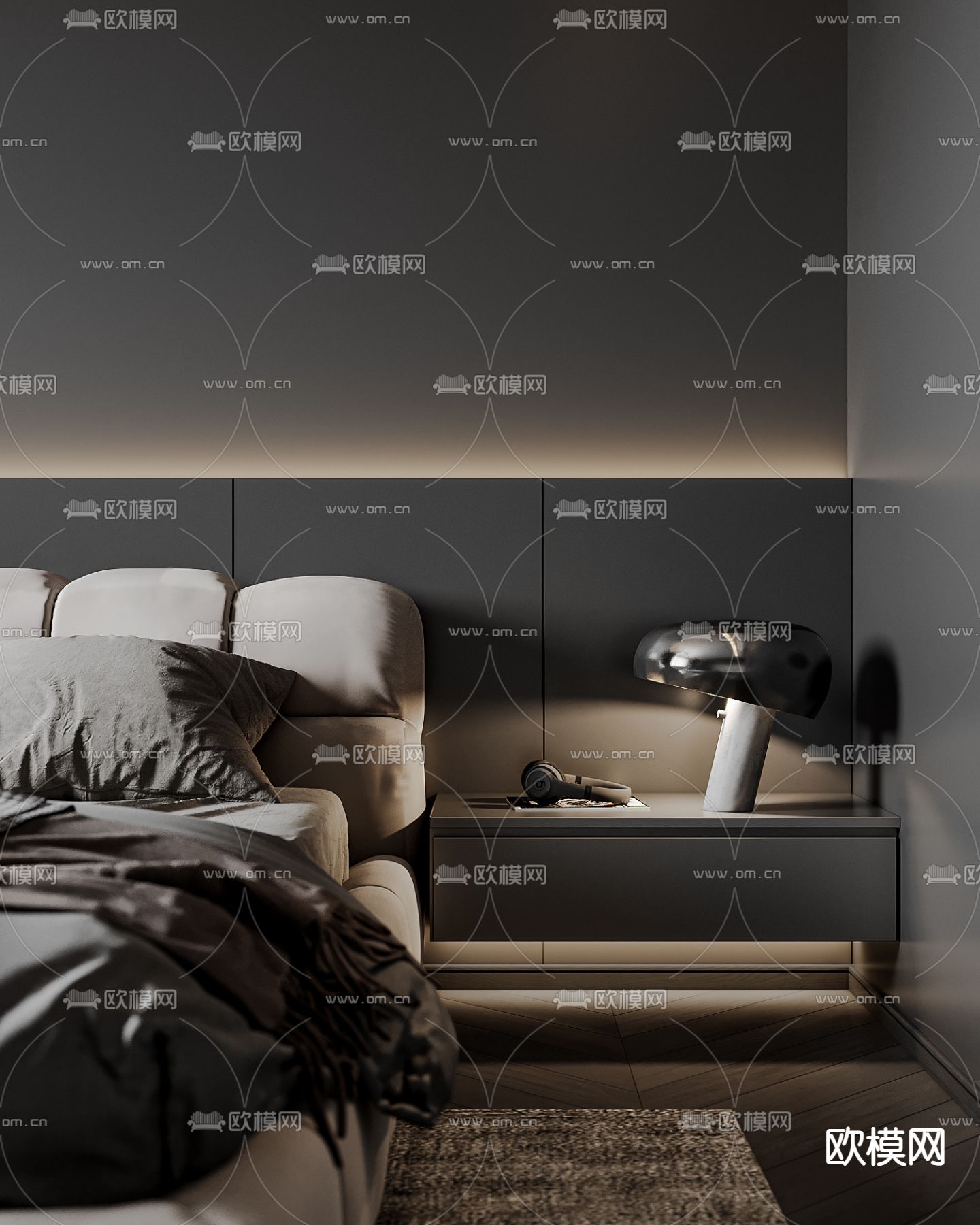 暗黑风卧室 次卧3d模型下载（渲染图3）