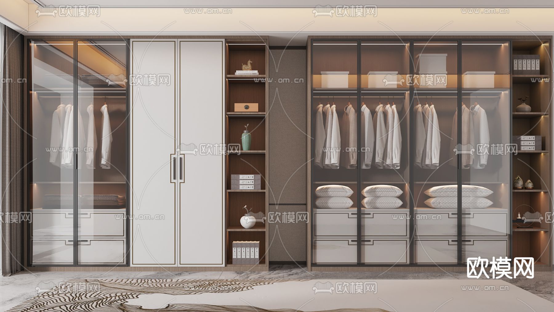 新中式衣柜 衣橱3d模型下载