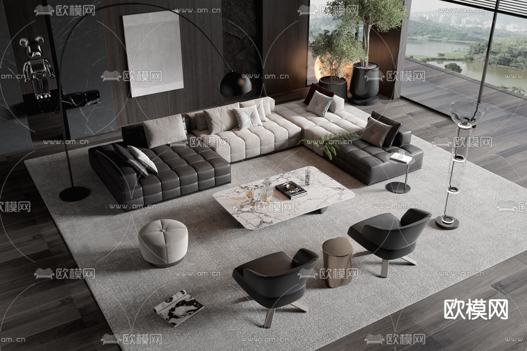 Minotti 组合沙发su模型下载（渲染图1）