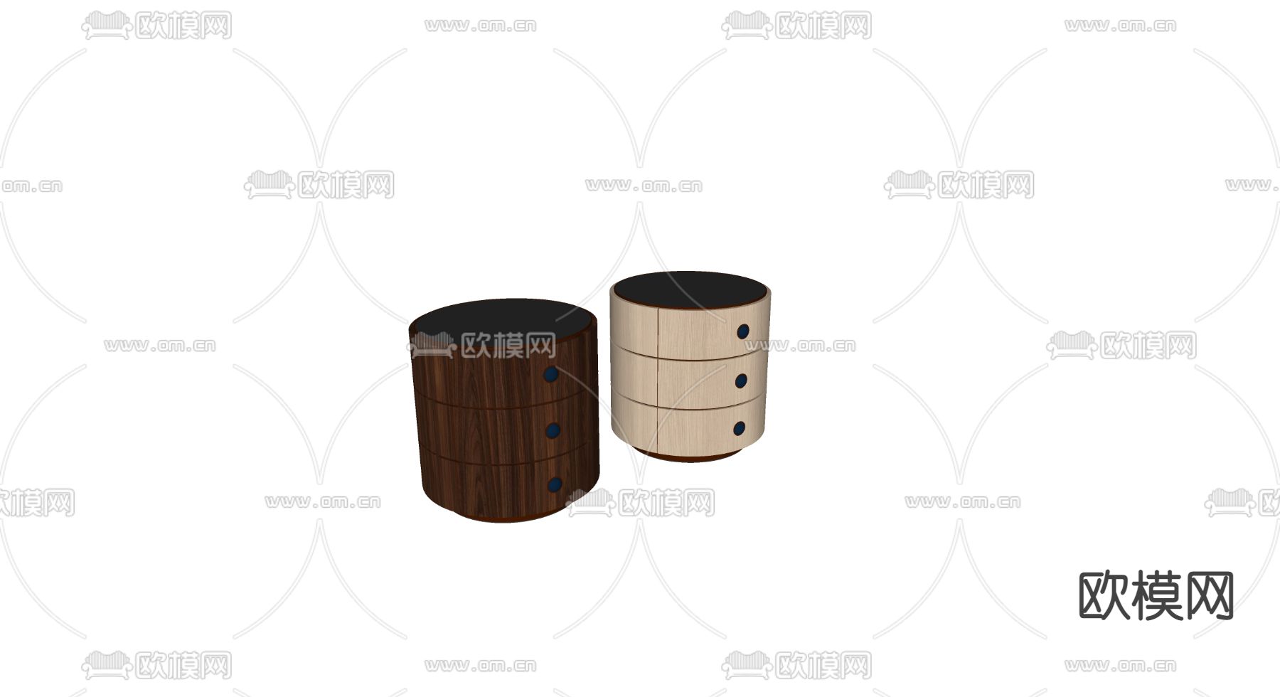 现代床头柜su模型下载（渲染图2）