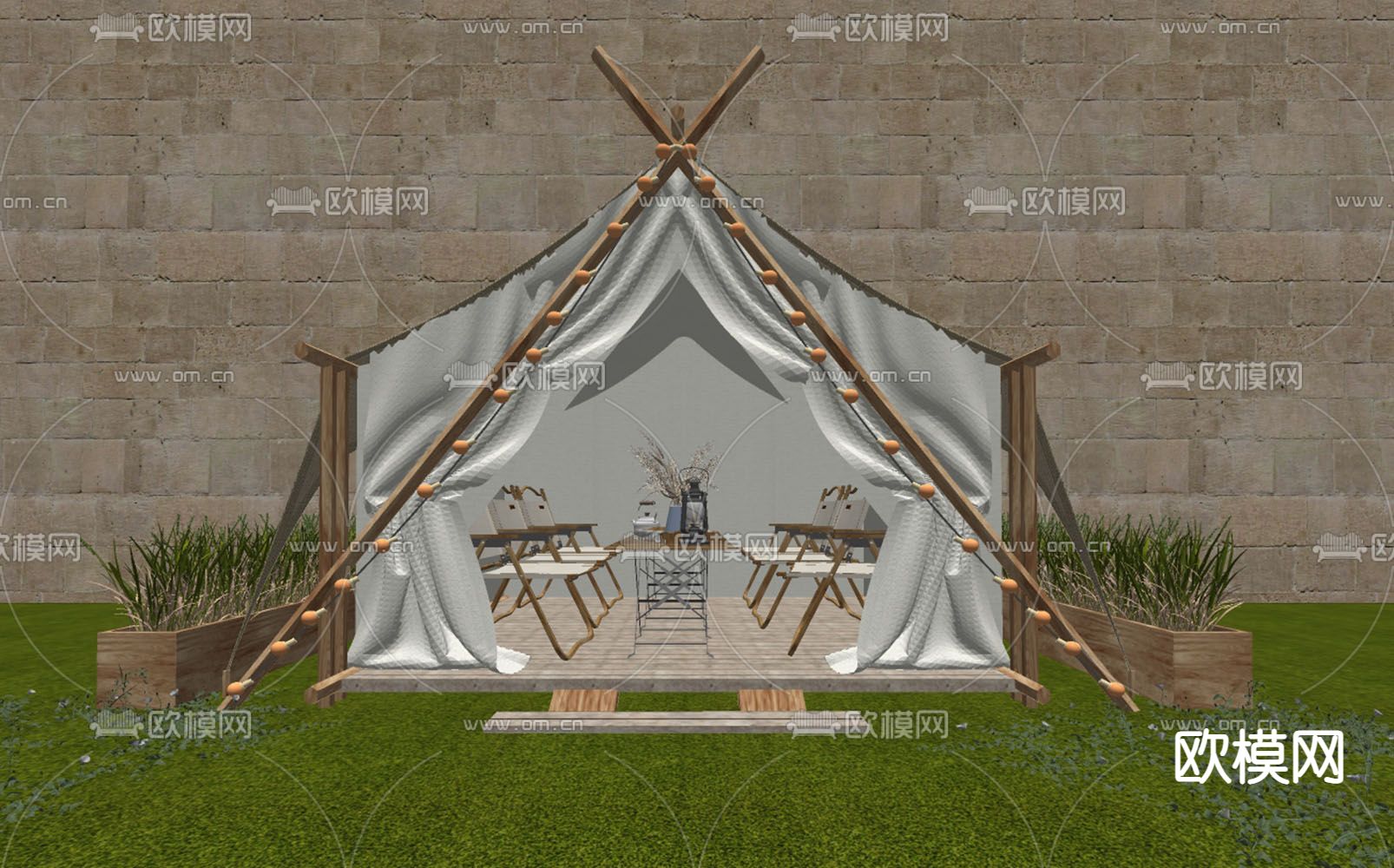 帐篷 露营地 蒙古包su模型下载（渲染图2）