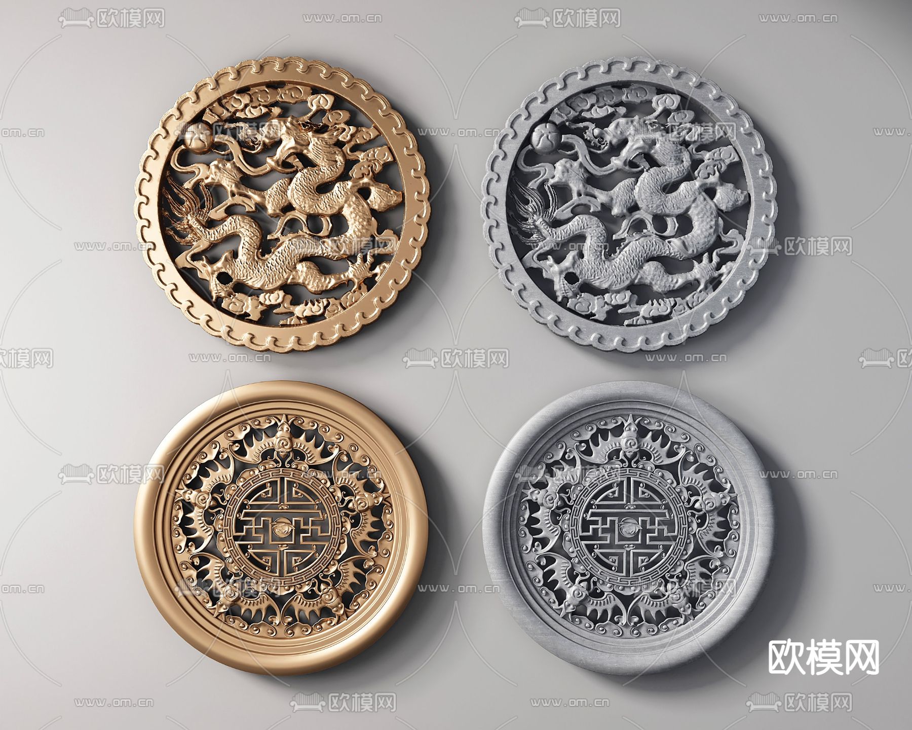 中式浮雕 雕花su模型下载（渲染图1）