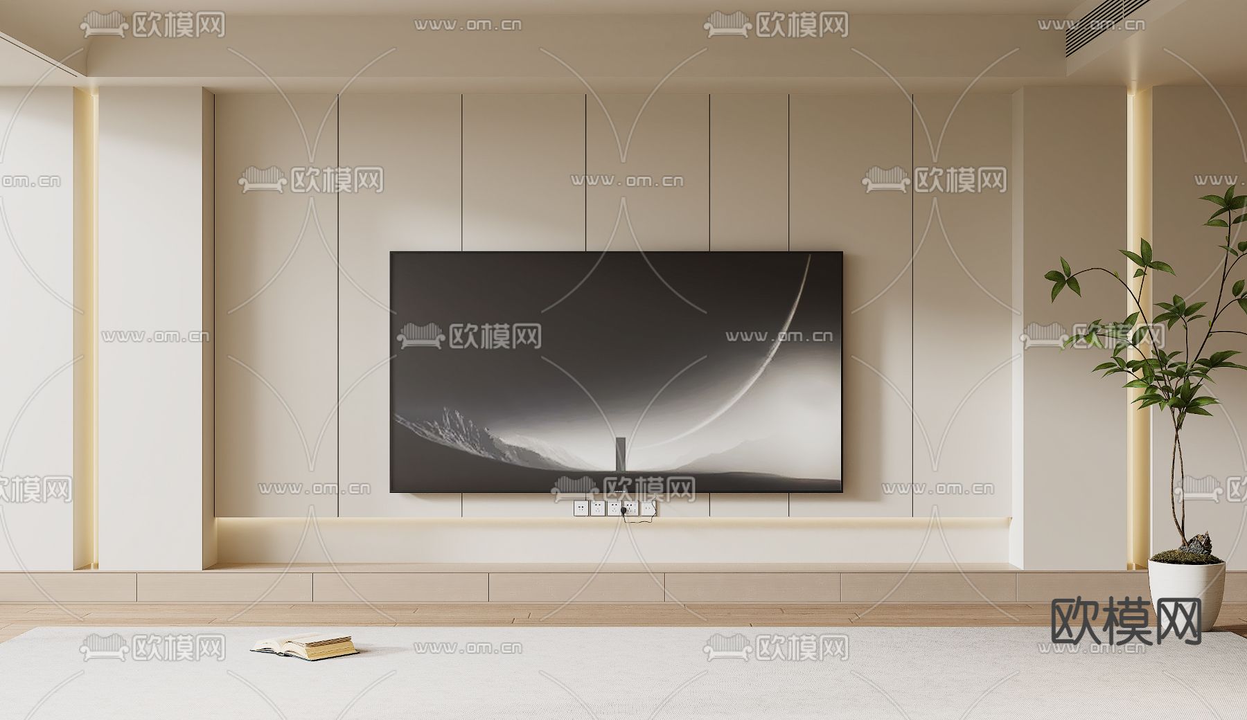 电视背景墙3d模型下载