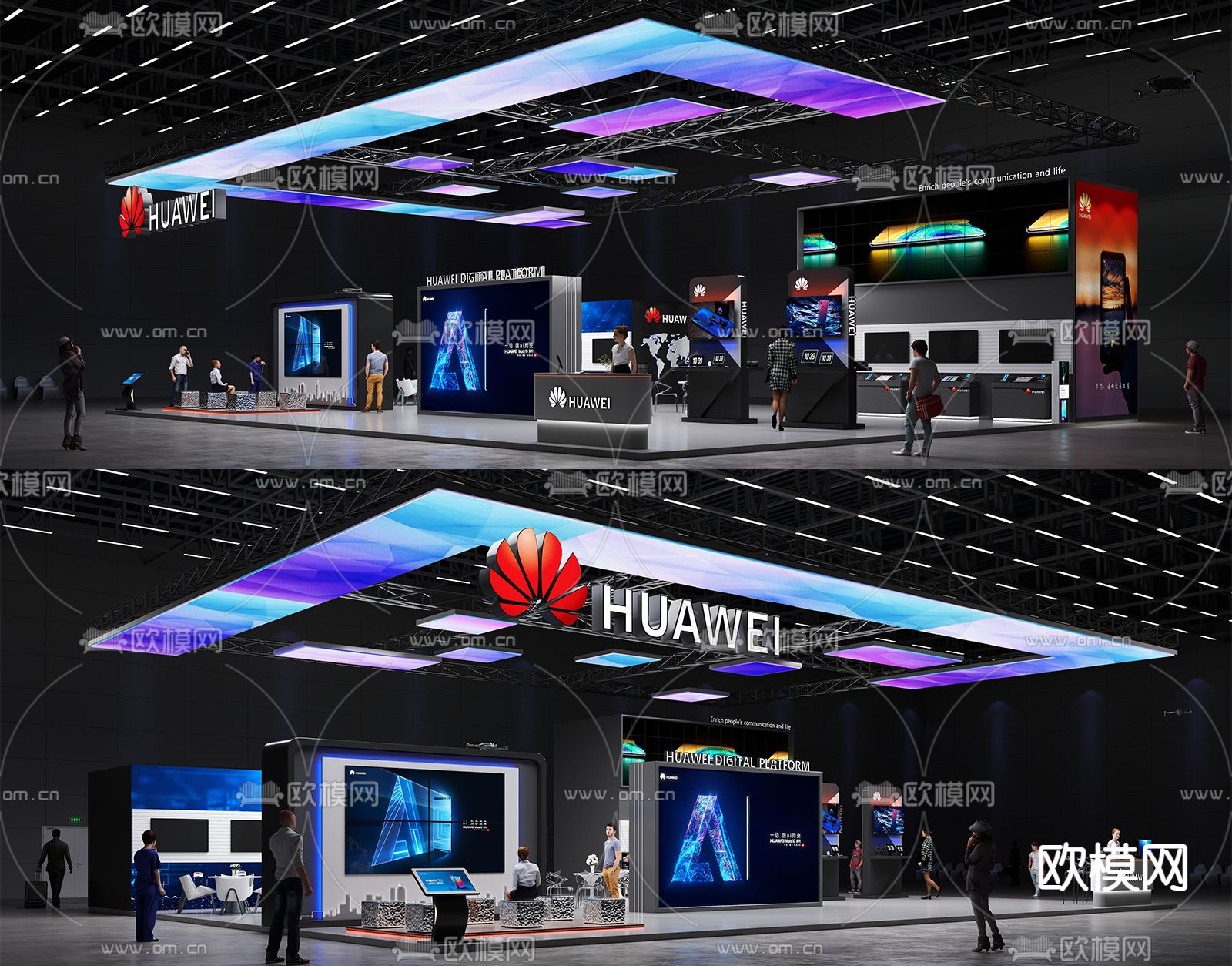 华为数字展厅 数码展厅3d模型下载_ID14029224_3dmax免费模型-欧模网