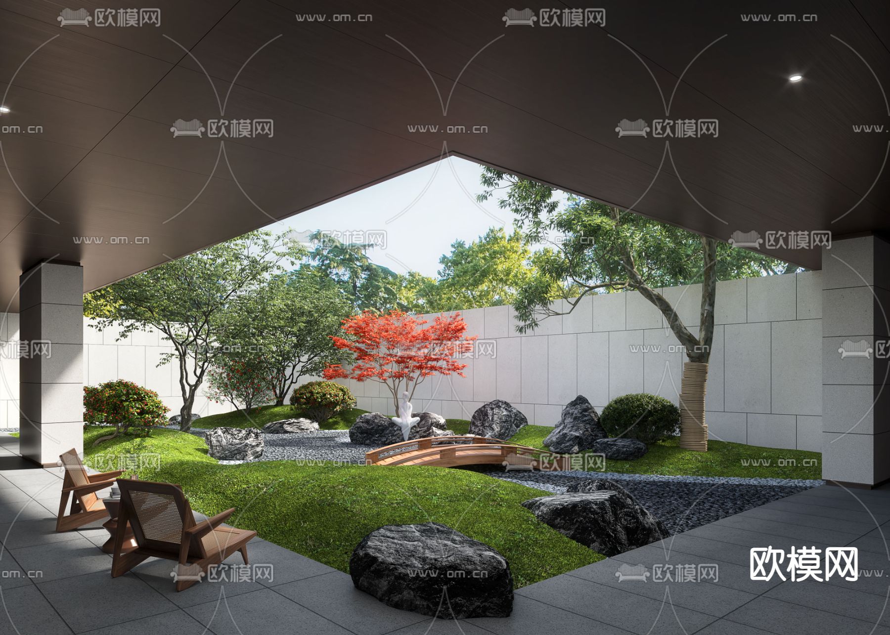 别墅庭院 阳台花园3d模型下载_ID14029672_3dmax免费模型-欧模网