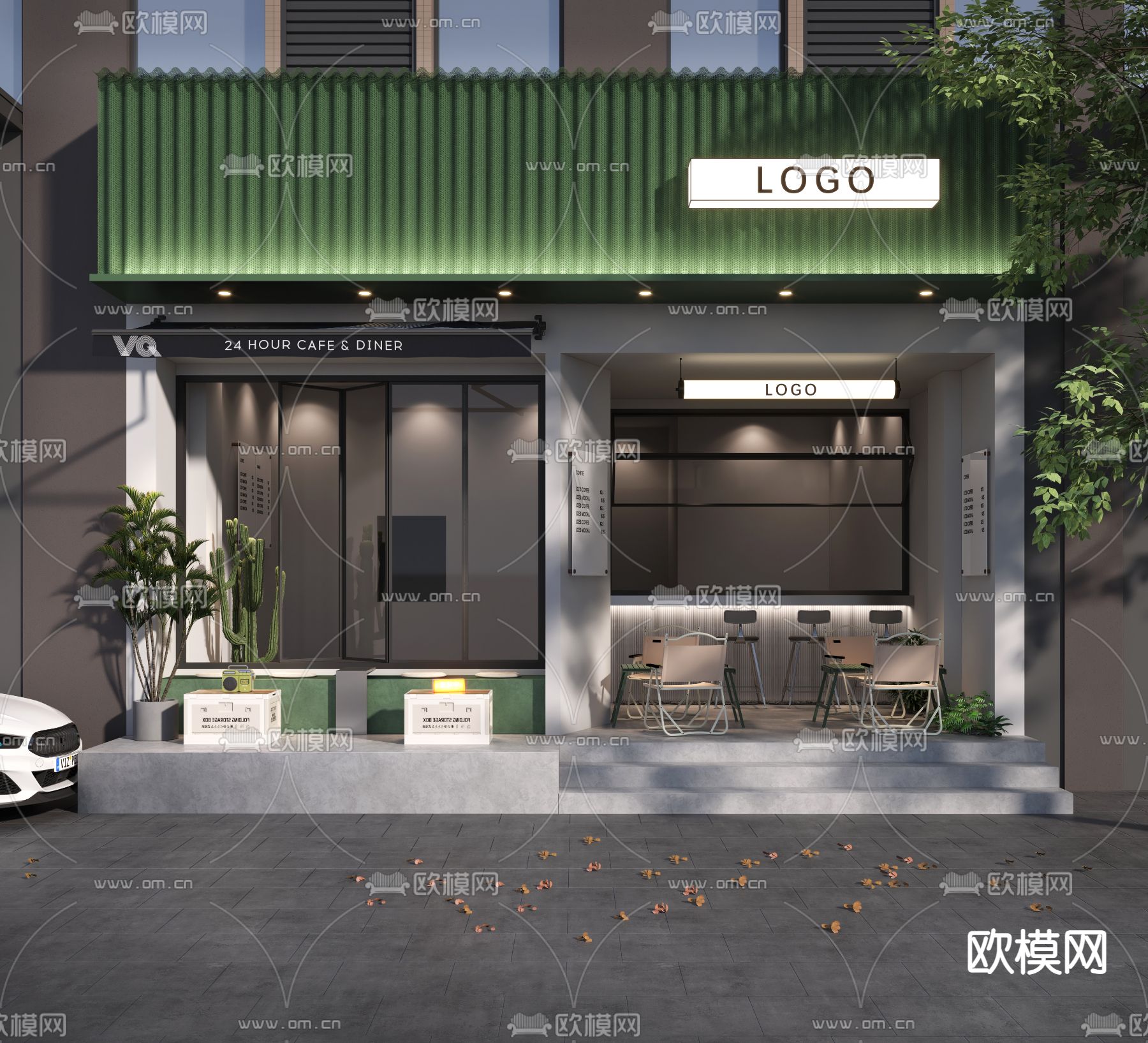 咖啡店门头su模型下载（渲染图1）