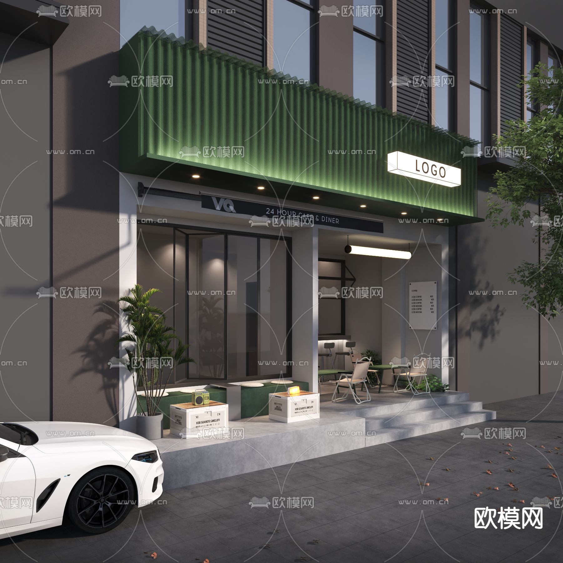 咖啡店门头su模型下载（渲染图2）