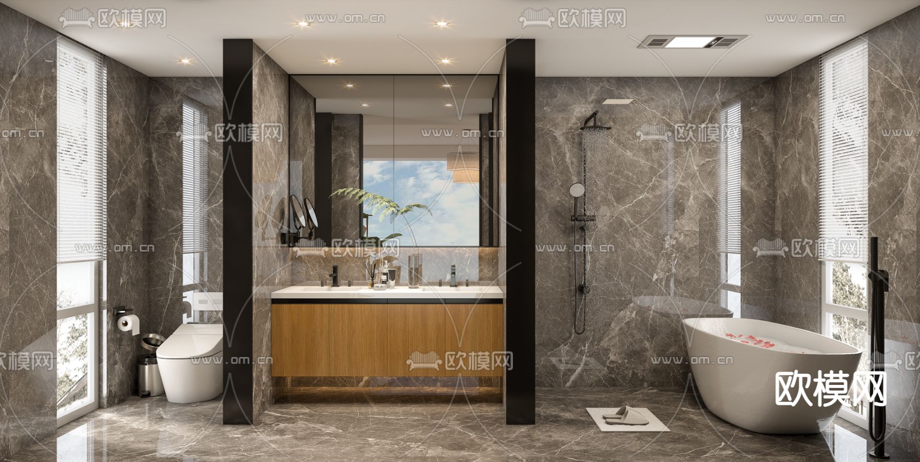 自然风客房 双人房3d模型下载（渲染图2）