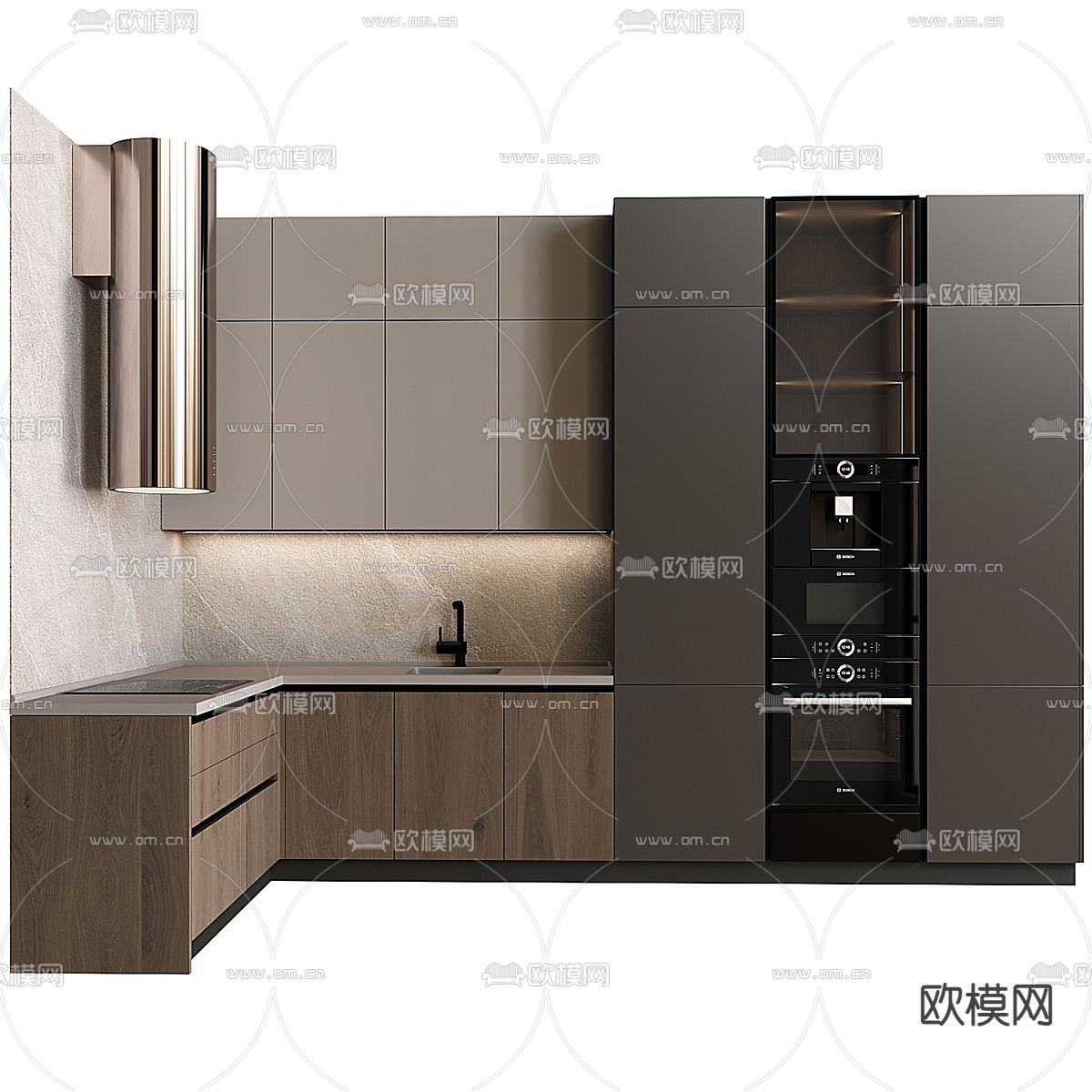 现代厨房 橱柜3d模型下载（渲染图2）