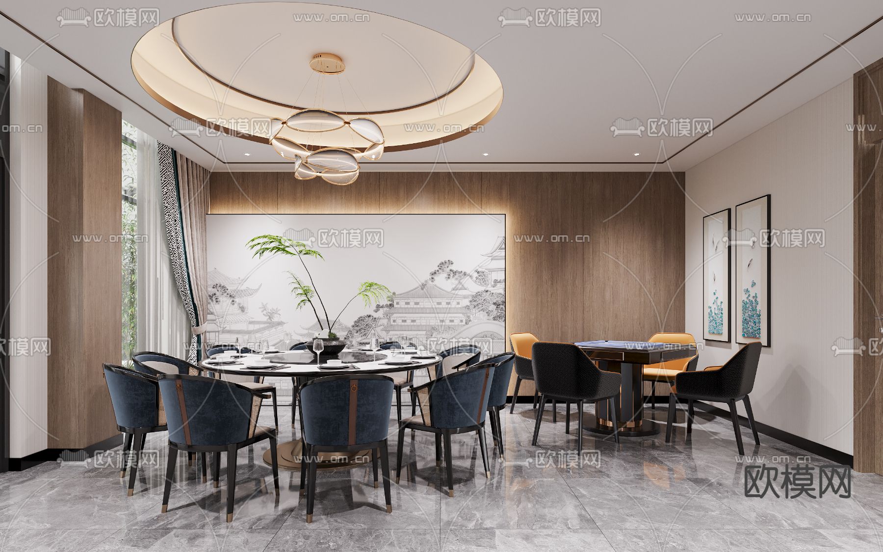 中餐厅包厢 包间 包房3d模型下载