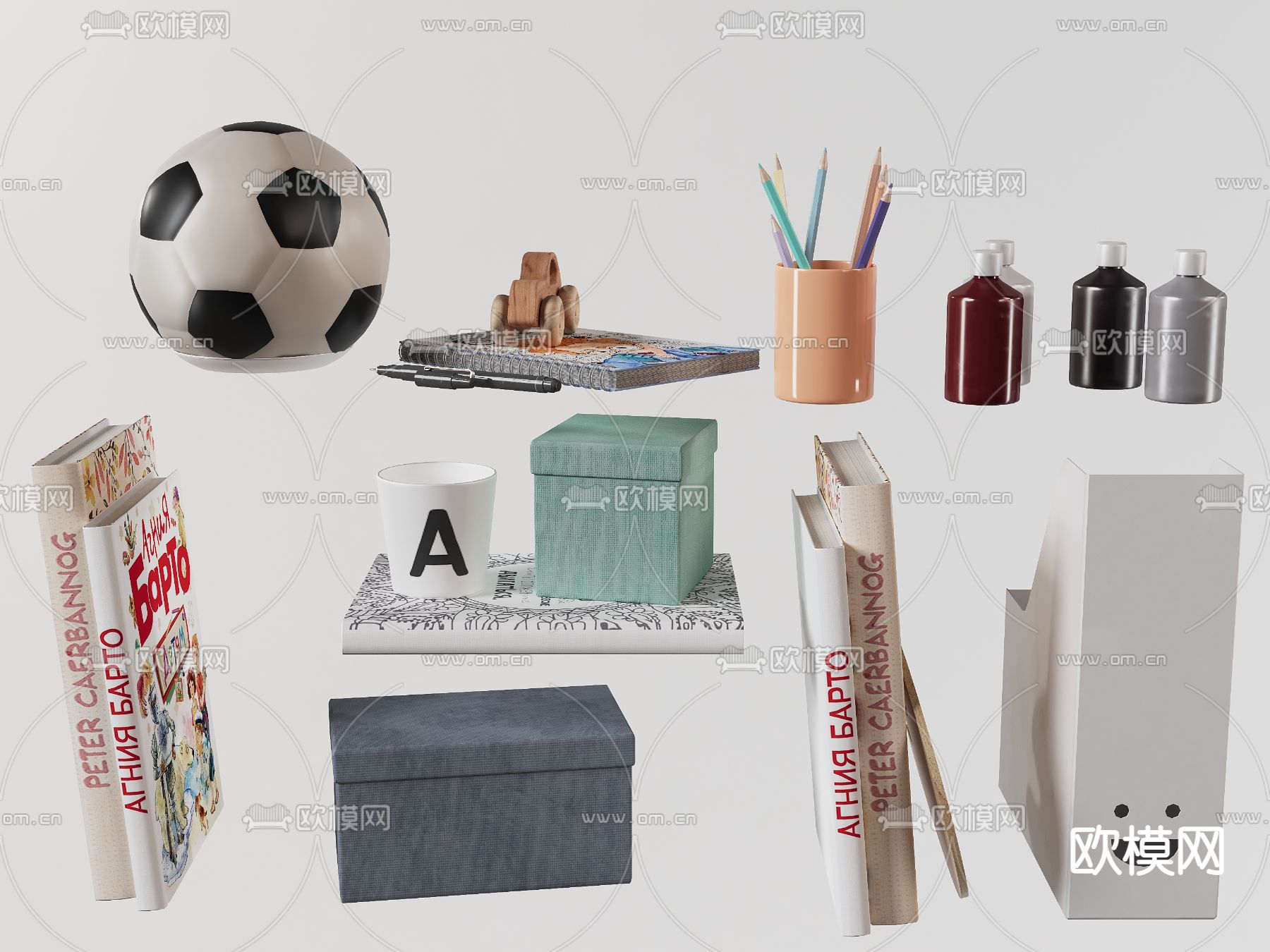 儿童玩具 书籍 收纳箱3d模型下载