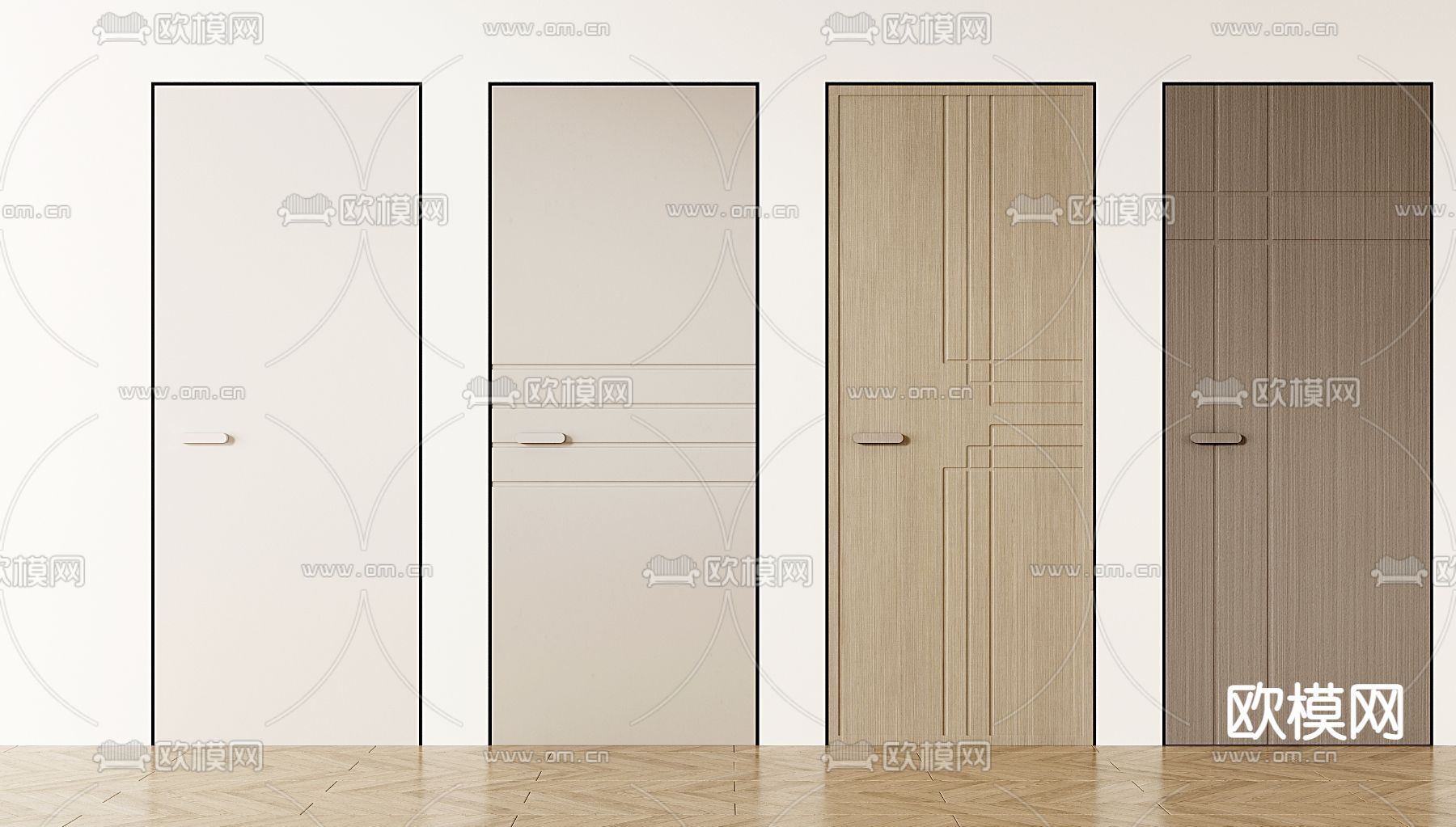 现代单开门su模型下载（渲染图1）