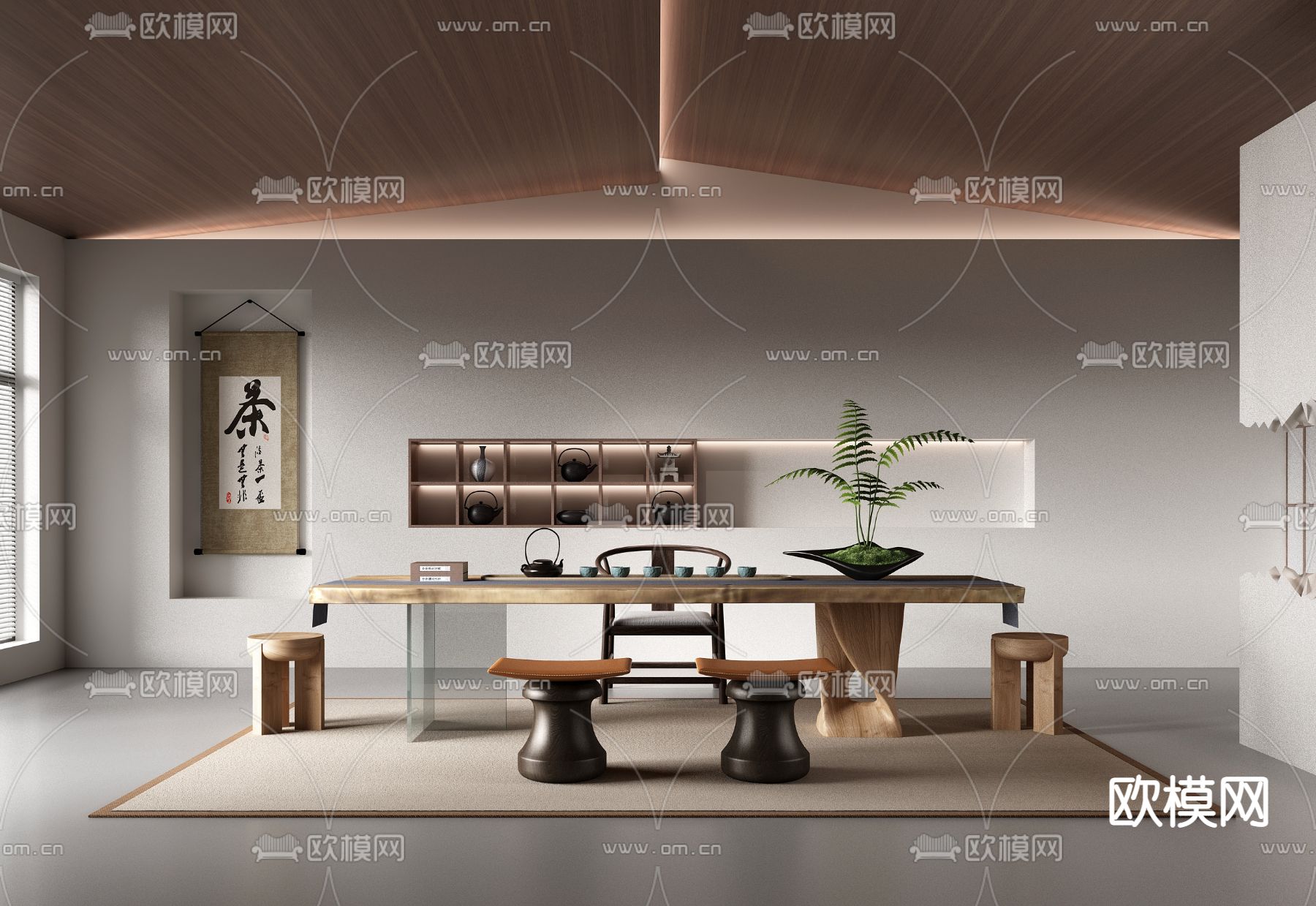 新中式茶室su模型