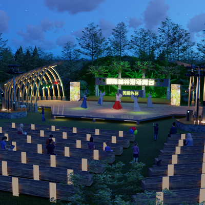  乡村大舞台su模型 