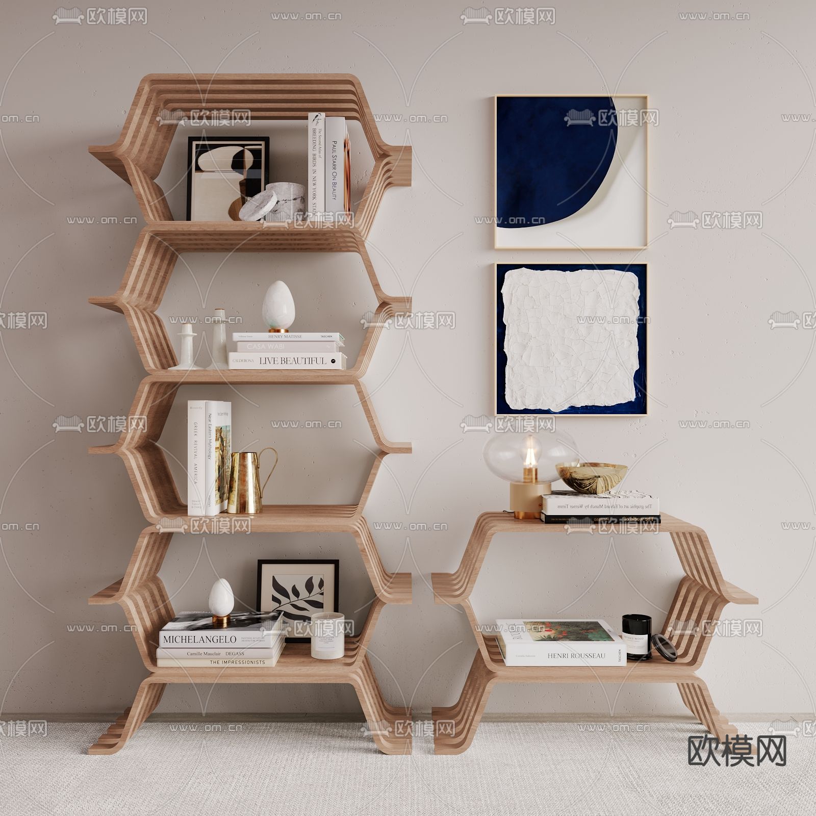 北欧书柜 装饰柜3d模型下载