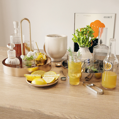  果盘 柠檬水 酒瓶su模型 