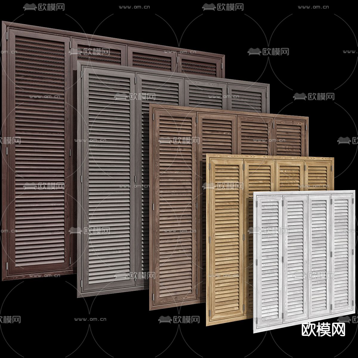 北欧窗户 木窗 双开门窗户3d模型下载（渲染图4）