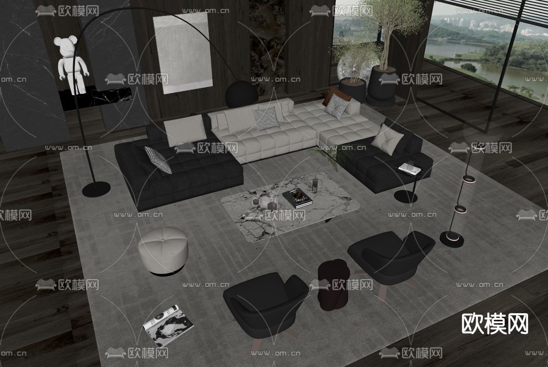 Minotti 组合沙发su模型下载（渲染图2）