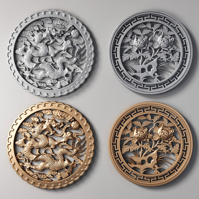  中式浮雕 雕花su模型 