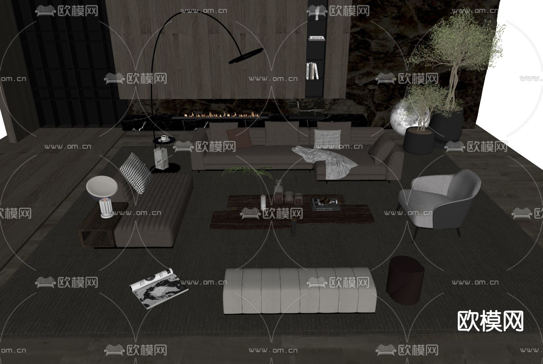 Minotti 组合沙发su模型下载（渲染图2）