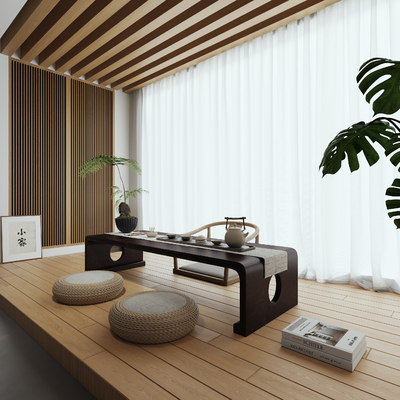 新中式茶室su模型