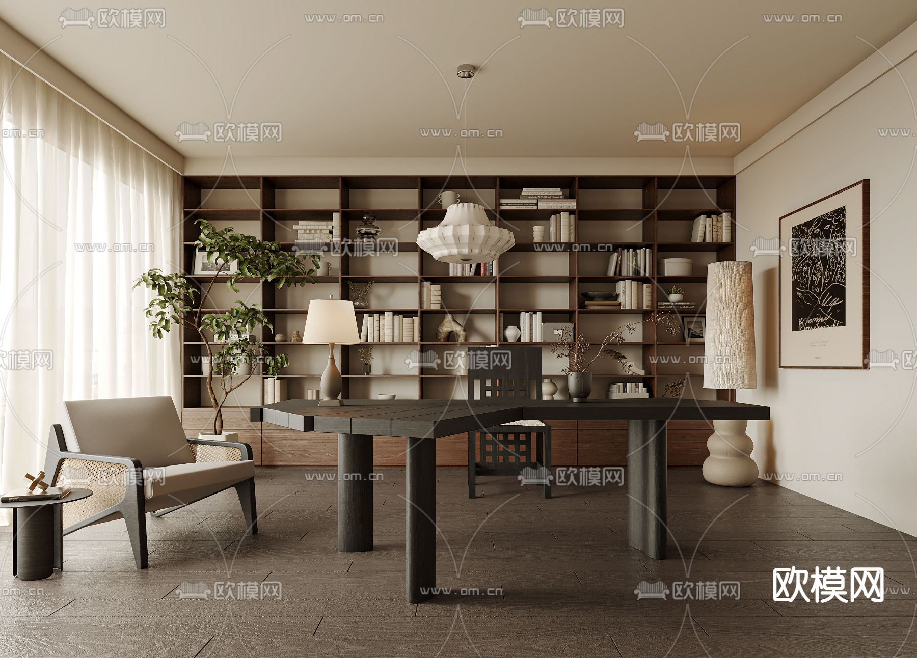 侘寂书房su模型下载（渲染图1）