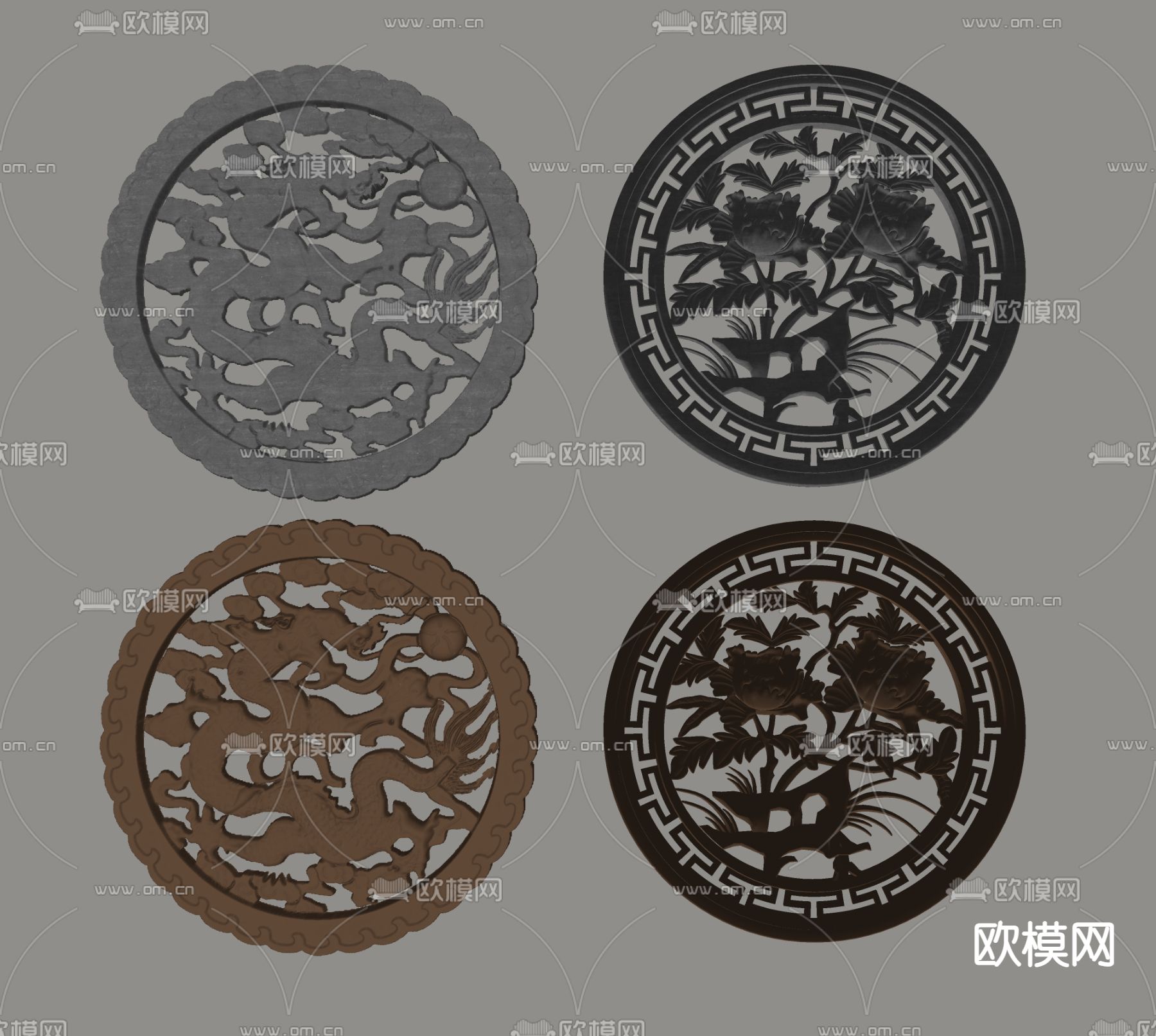 中式浮雕 雕花su模型下载（渲染图2）