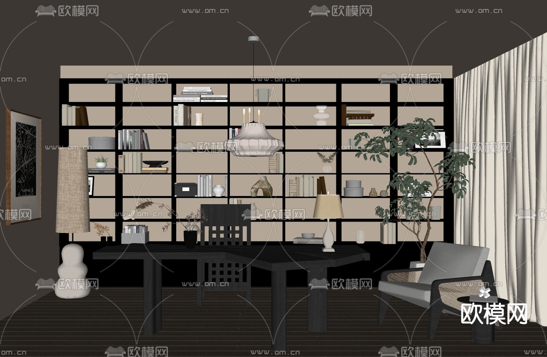 侘寂书房su模型下载（渲染图2）