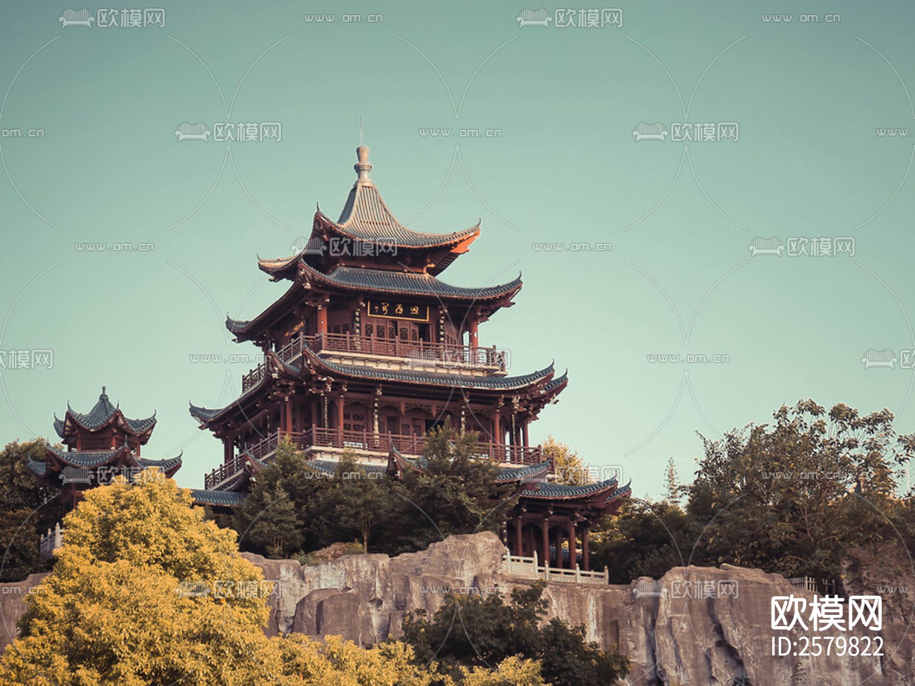 中式古建阁楼回雁阁CAD施工图-免费3dmax模型库-欧模网