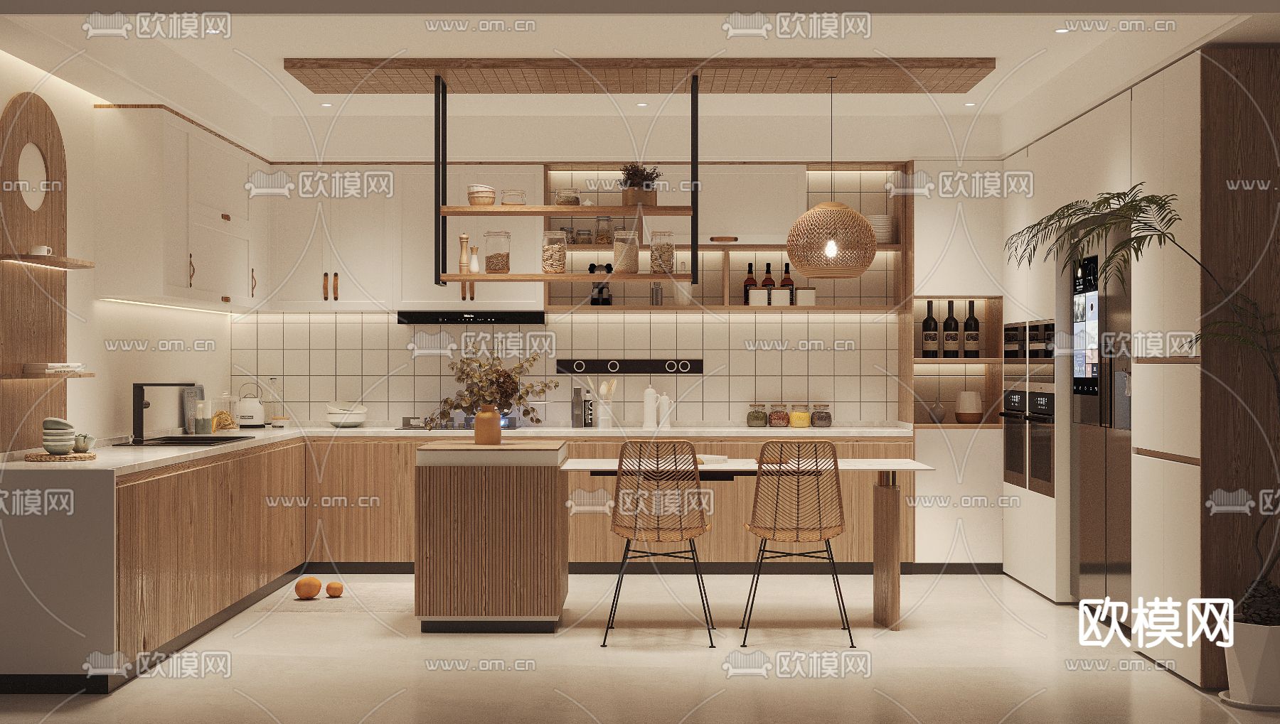 北欧厨房3d模型下载（渲染图1）