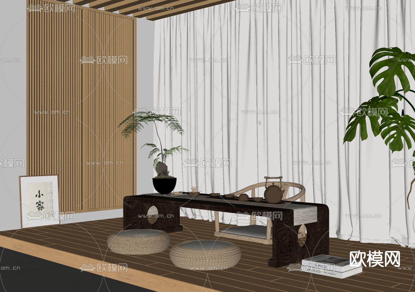 新中式茶室su模型