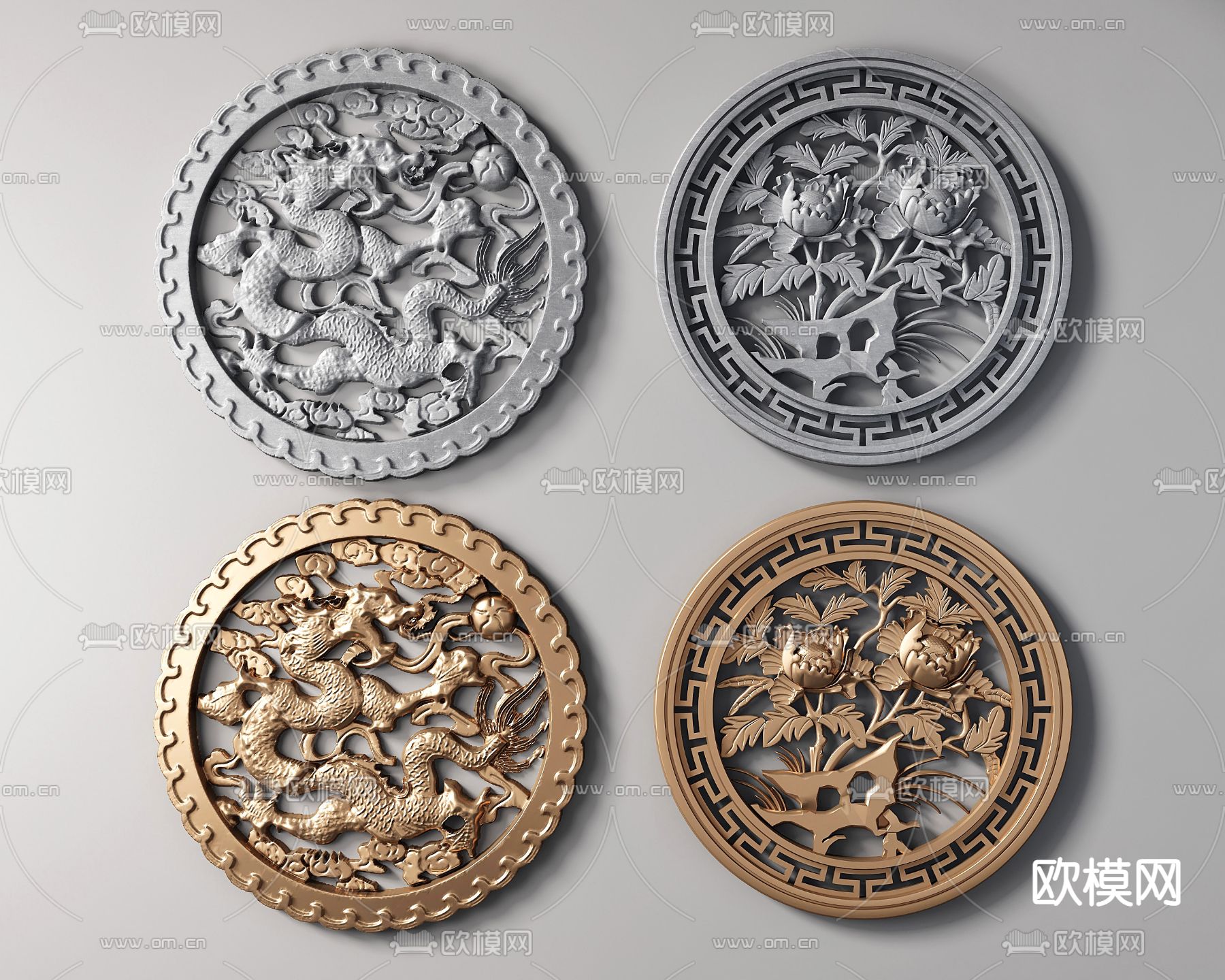 中式浮雕 雕花su模型下载（渲染图1）