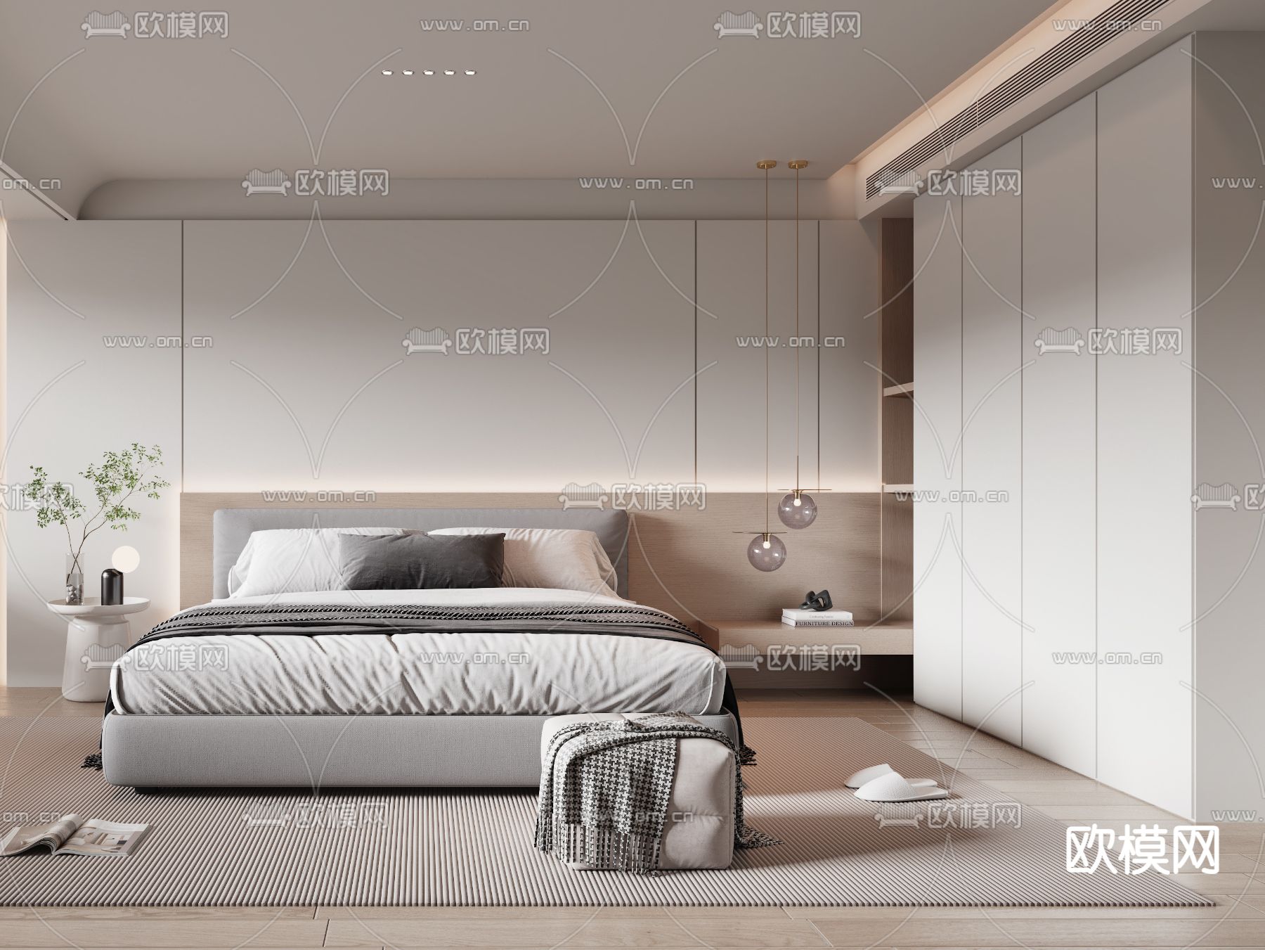 极简卧室 主人房3d模型下载（渲染图3）