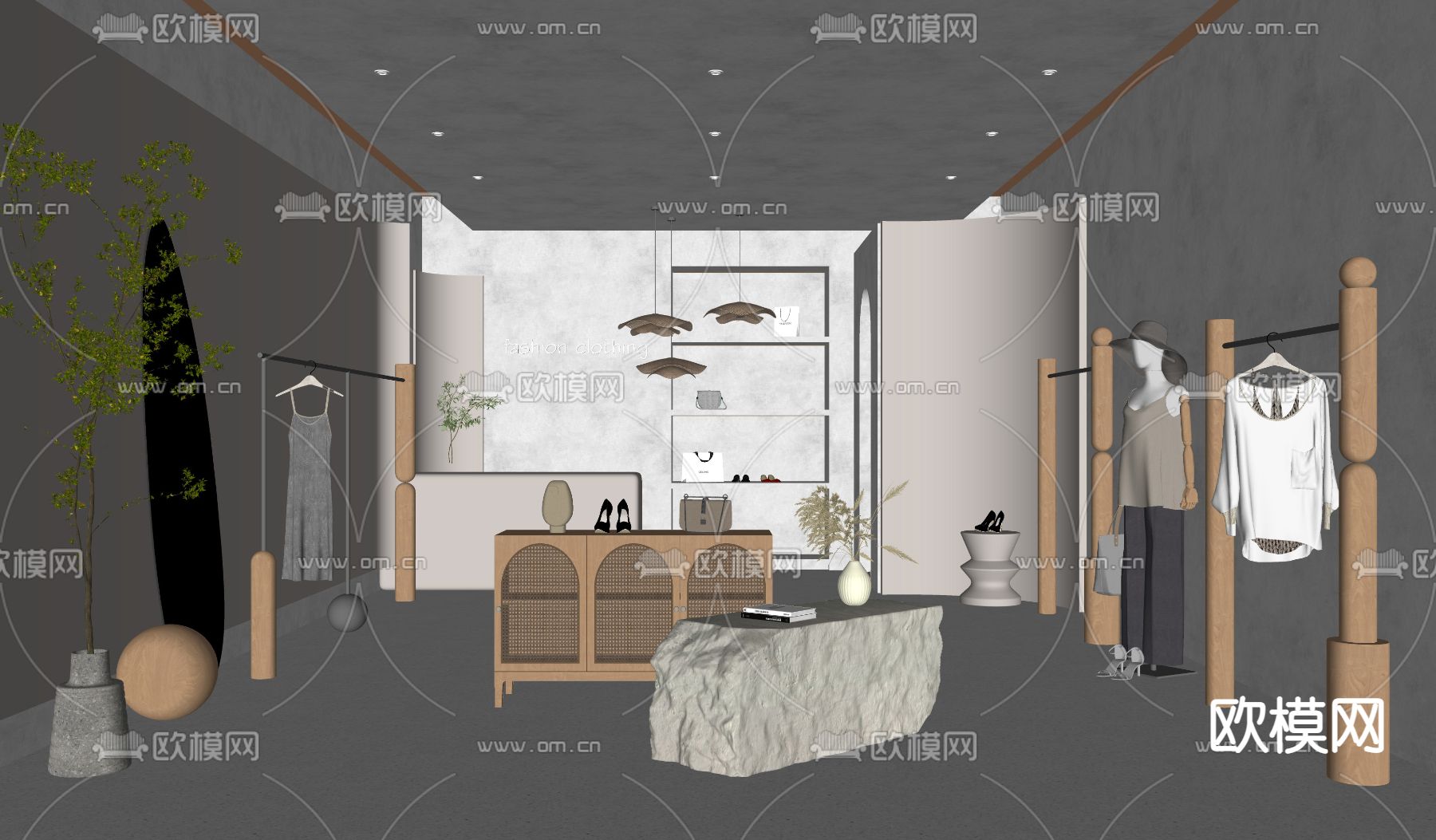 侘寂服装店su模型下载（渲染图2）
