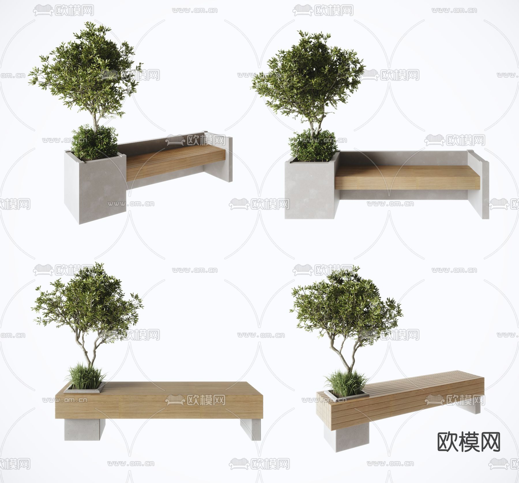 景观树池 户外座椅 公园椅 公共椅3d模型下载