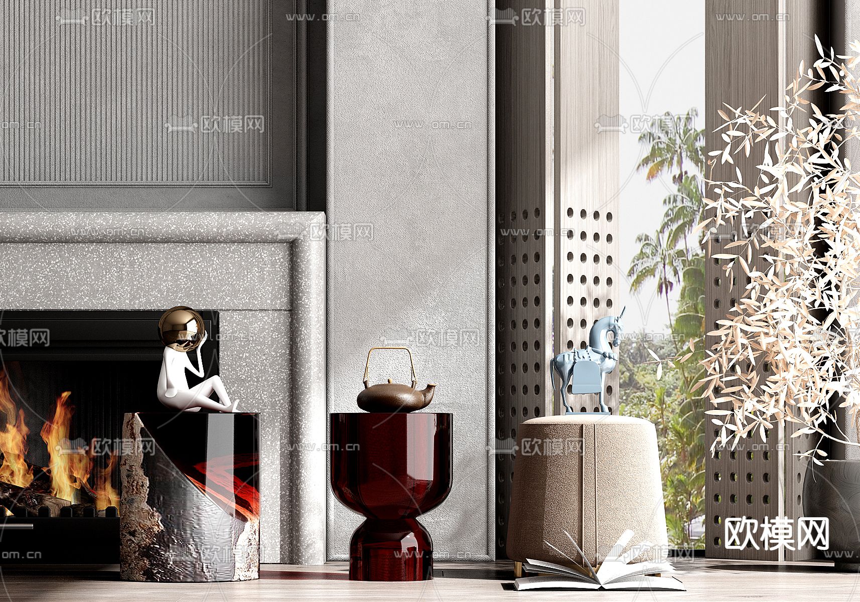 轻奢矮凳su模型下载（渲染图1）