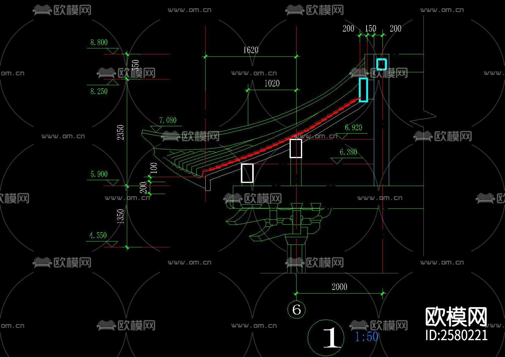 古建三姑殿大雄宝殿CAD施工图下载（渲染图6）